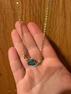 Handmade Wire-Wrapped Aquamarine Gemstone Necklace 15.75 - 16”